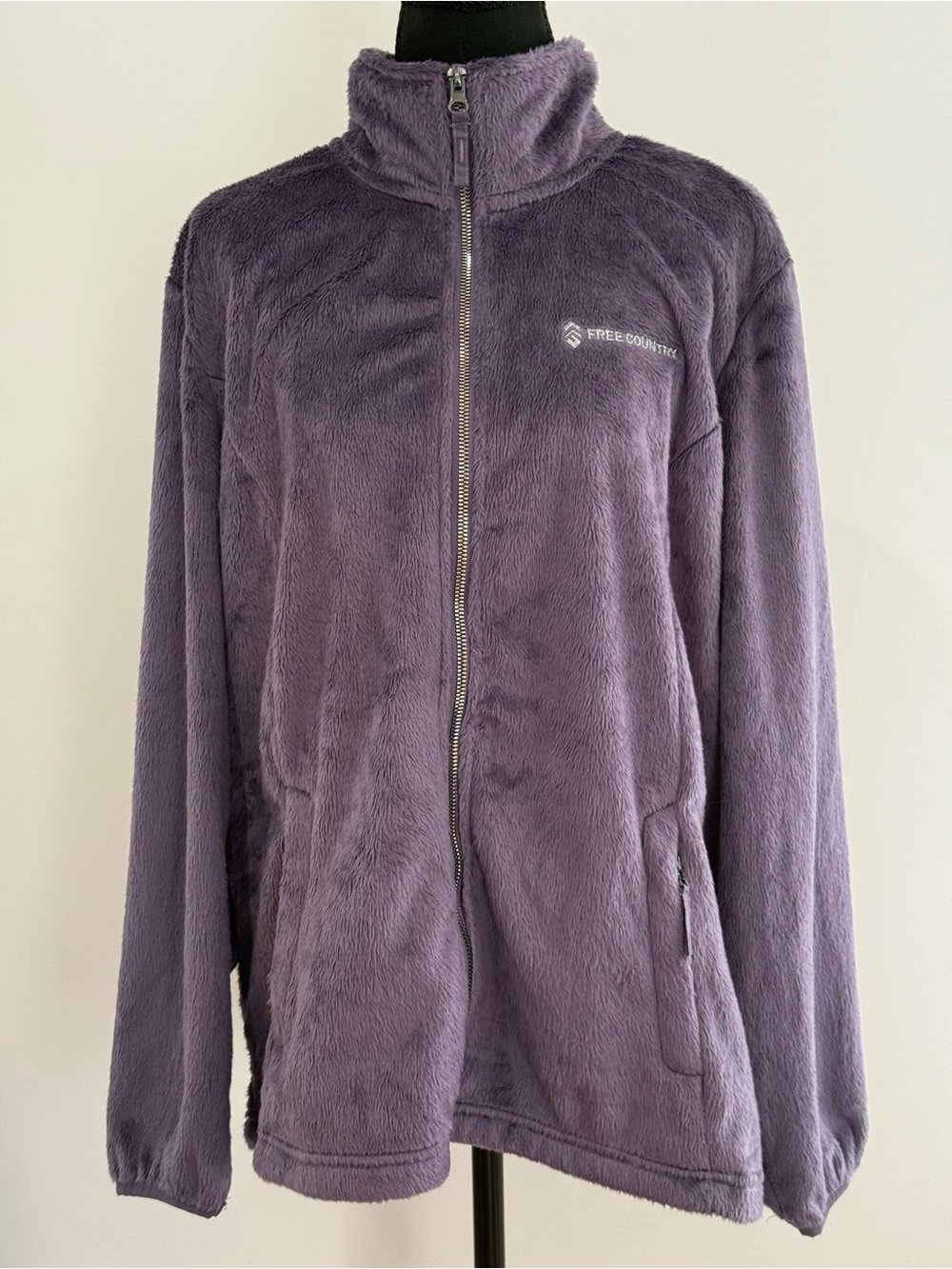 New Free Country 2XL Plush Full-Zip Teddy Jacket in Purple 410